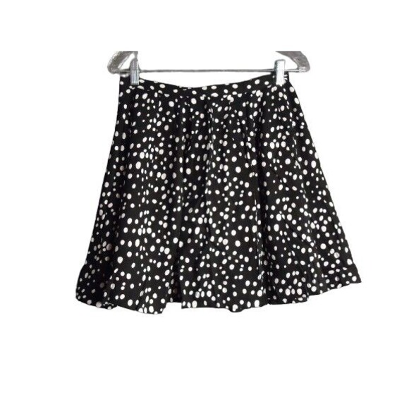 Forever 21 Essentials Black/White Polka Dot Pleated A Line Skirt Womens Size S/P - Picture 1 of 9